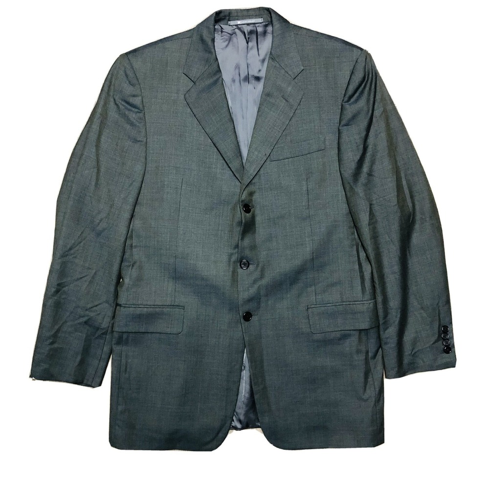 Hickey Freeman Grey Metallic 3 Btn Double Vent Suit Jacket Blazer Mens Size 41L